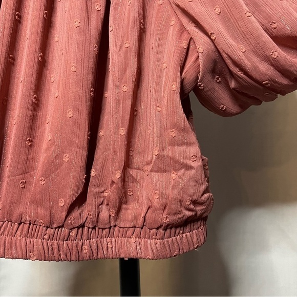 By The River Blush Pink Puff Sleeve Blouse Large - Picture 7 of 10